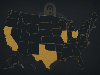 Map of the United States with a few states highlighted, illustrating state-by-state iGaming legality